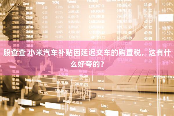 股查查 小米汽车补贴因延迟交车的购置税,这有什么好夸的?